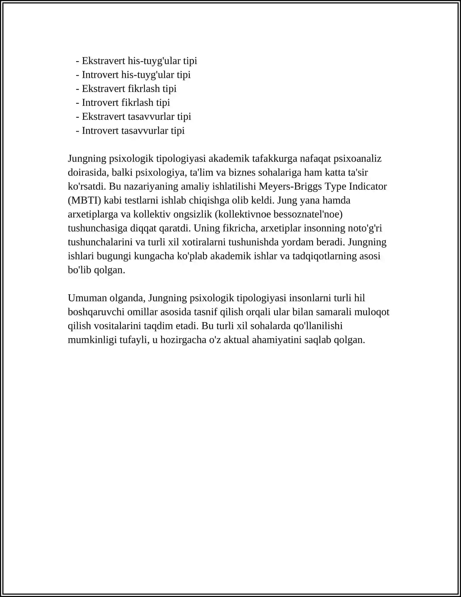 KARL YUNGNING XARAKTER TIPINI ANIQLASH TESTI 4