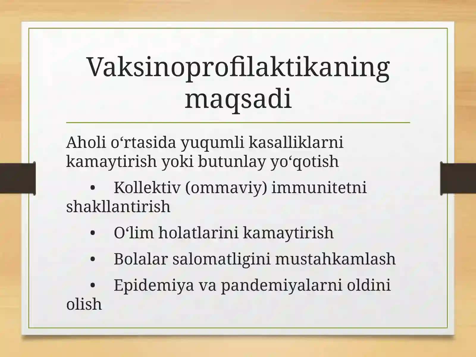 Vaksinoprofilaktika. Ko‘rsatma va qarshi ko‘rsatma. Vaksina turlari. 4
