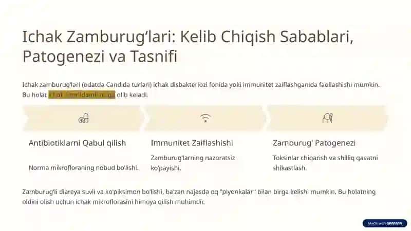 Infeksiyaga Bogʻliq Boʻlmagan Diareyalar: Entritlar, Ichak Zamburugʻlari, Dizbakterioz va Fermentopatiyalar 4