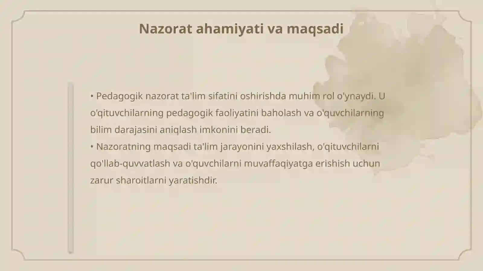 Pedagogik nazorat va ta'lim sifatini baholash 4