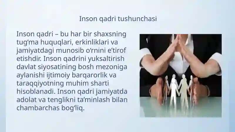 Yangi O'zbekiston taraqqiyot strategiyasi va uning mazmuni. "Inson qadri uchun"g'oyasining ahamiyati 4