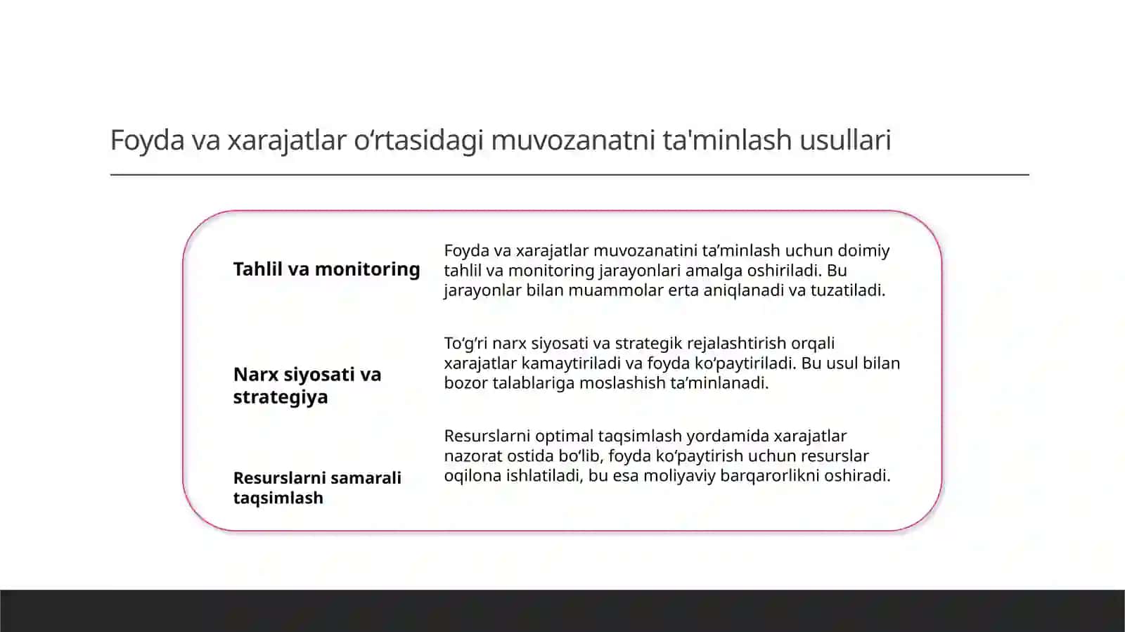 Korxona (Firma) xarajatlari va foydasi 4