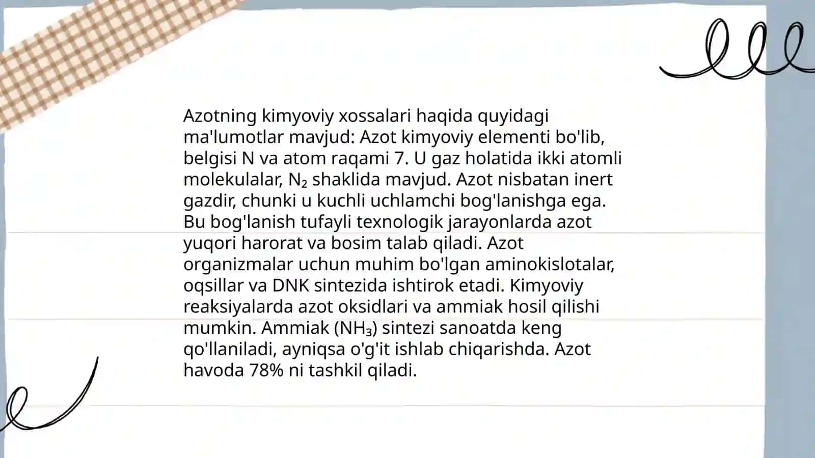 V A gruppa elementlari (N2 misolida) 4