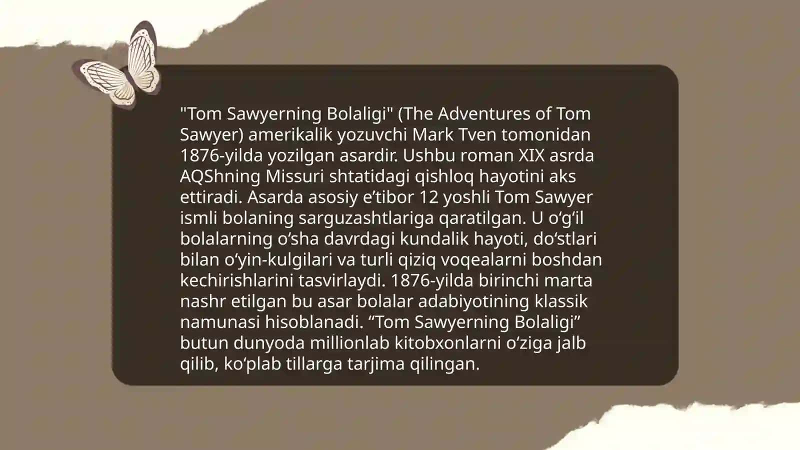 Mark Tvenning "Tom Soyerning sarguzashtlari" asari 4