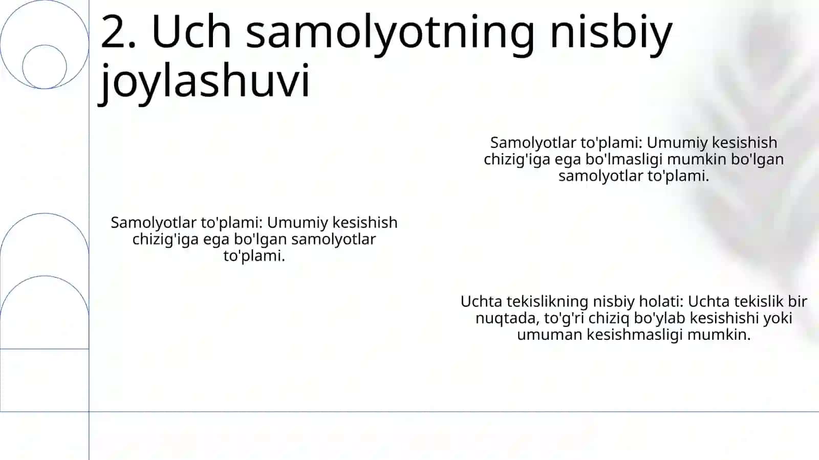 Tekisliklar dastasi 4