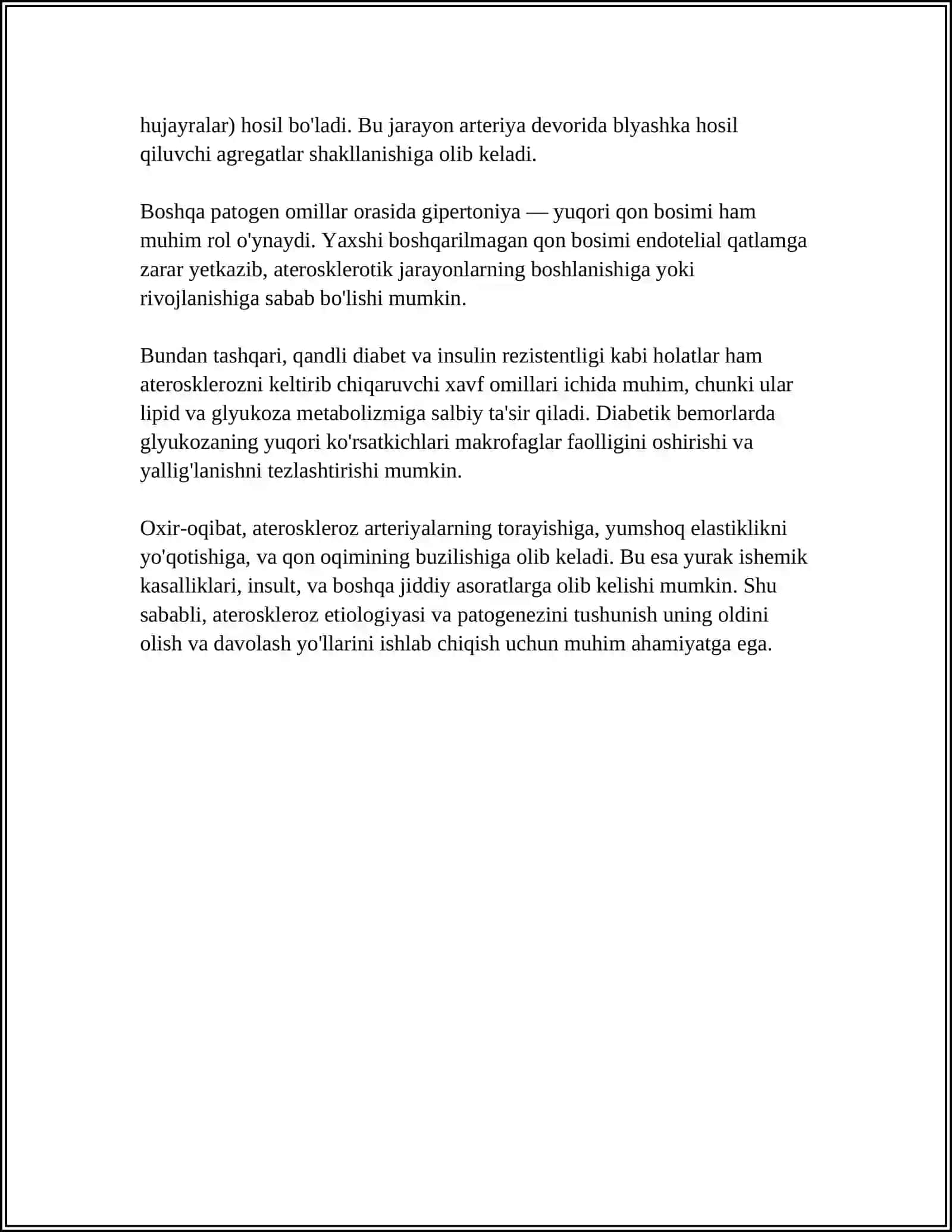 MODDA ALMASHINUVI ASOSIY KASALLIKLARINING ETIOLOGIYASI VA PATOGENIZI MASALALARI.ATEROSKLEROZ,PODAGRA 4