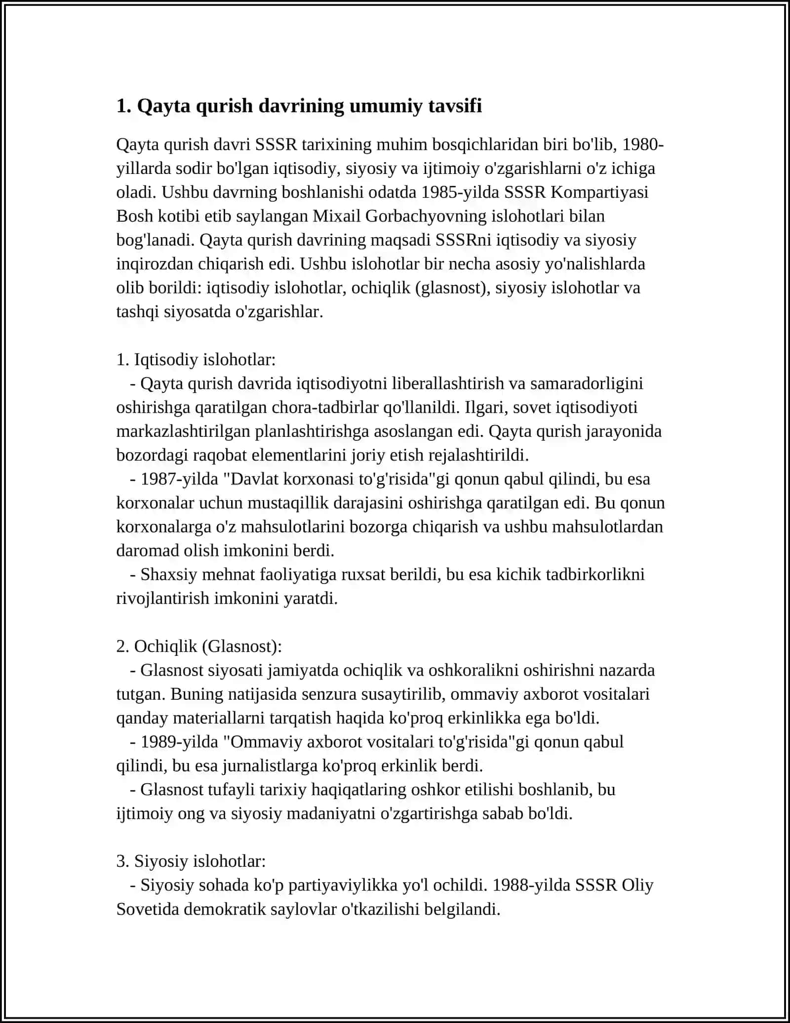"QAYTA QURISH" YILLARIDA O'ZBEKISTONDAGI IJTIMOIY -SIYOSIY VAZIYAT 4