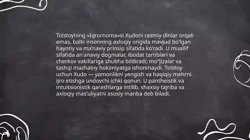 Lev Tolstoyning iqrornoma asaridagi diniy e'tiqod larni tahlil qilish 4