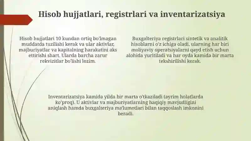 Buxgalteriya hisobini tashkil etish asoslari va hisob siyosati 4