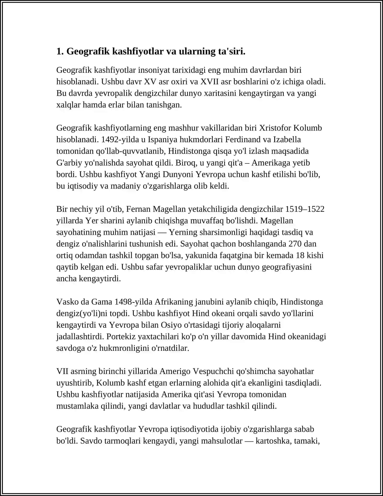 Geografik kashfiyotlar va ularning ta'siri 4