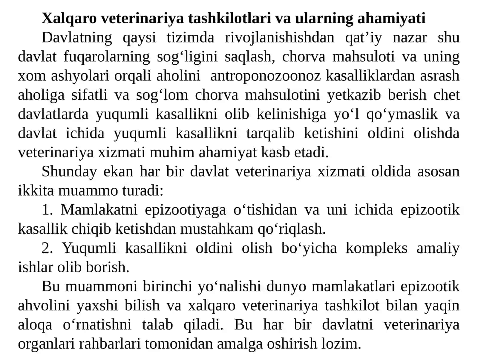 VETERINARIYA ISHINI TASHKIL ETISH VA QONUNCHILIGI 4