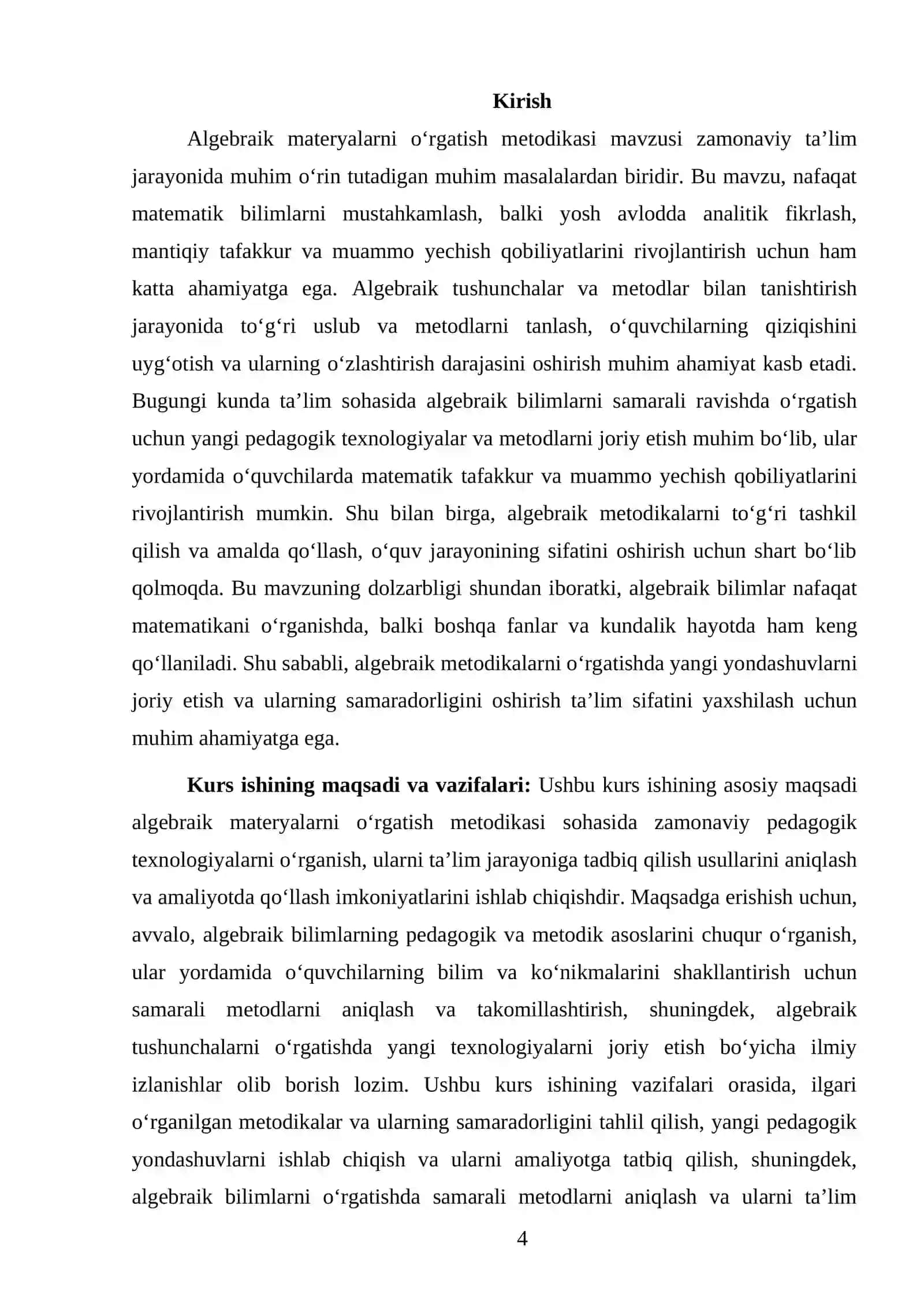 ALGEBRAIK MATERYALARNI O'RGATISH METODIKASI 4