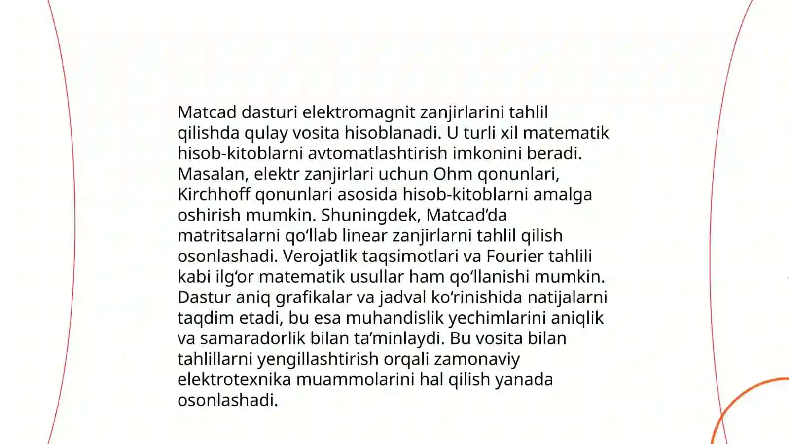 Matcad Dasturini Texnik sohalarda qo'llash 4