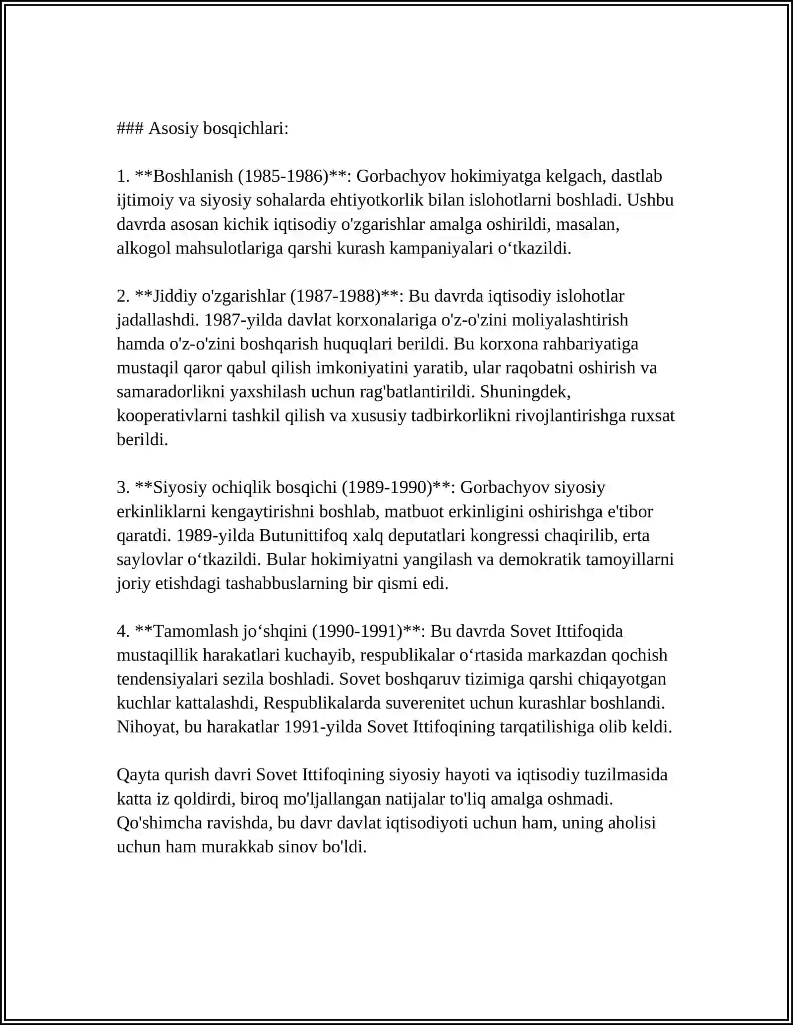 QAYTA QURISH - Iqtisodiy ishlar/Iqtisodiyot 4
