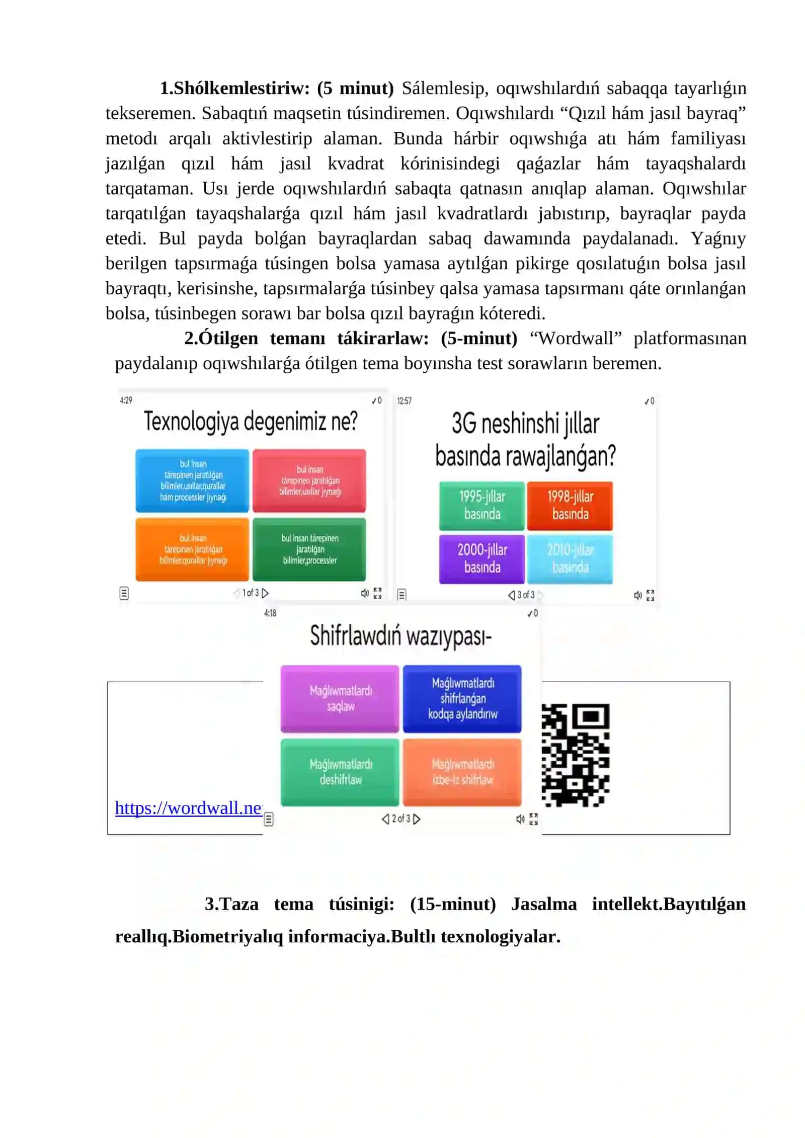 Jasalma intellekt.Bayıtılǵan reallıq.Biometrik informaciya.Bultlı texnologiyalar 4