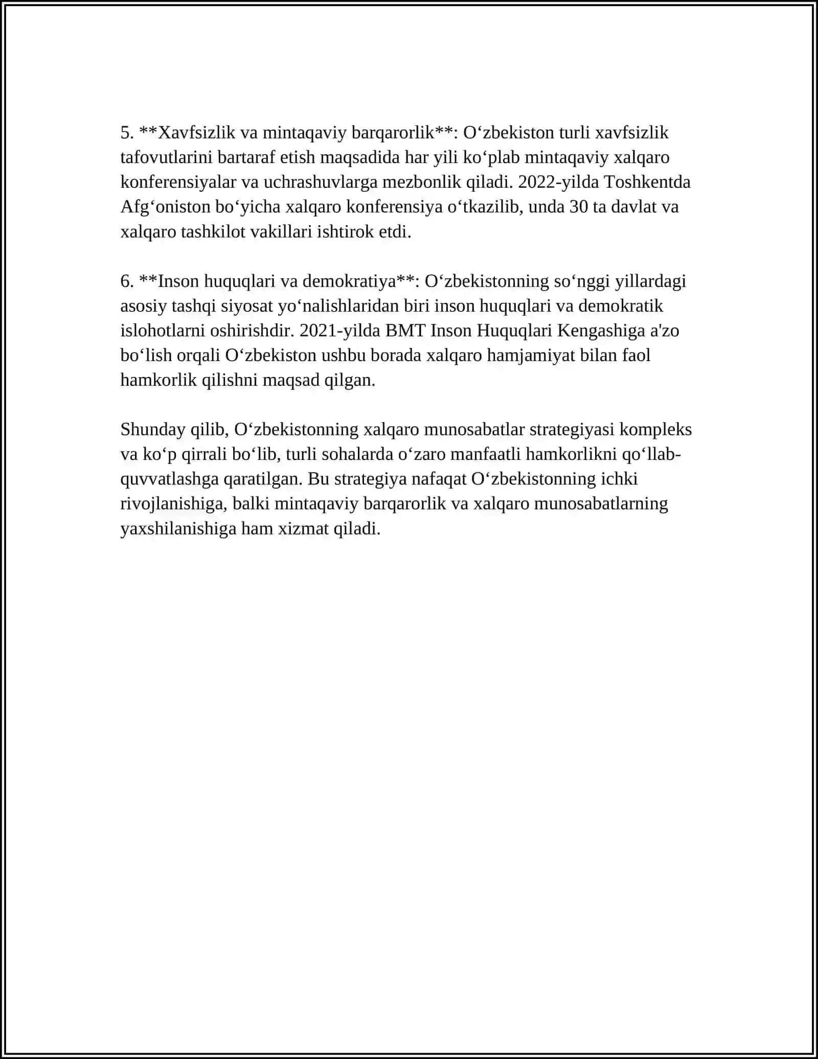Oʻzbekiston RESPUBLIKASI TASHQI SIYOSATI 4