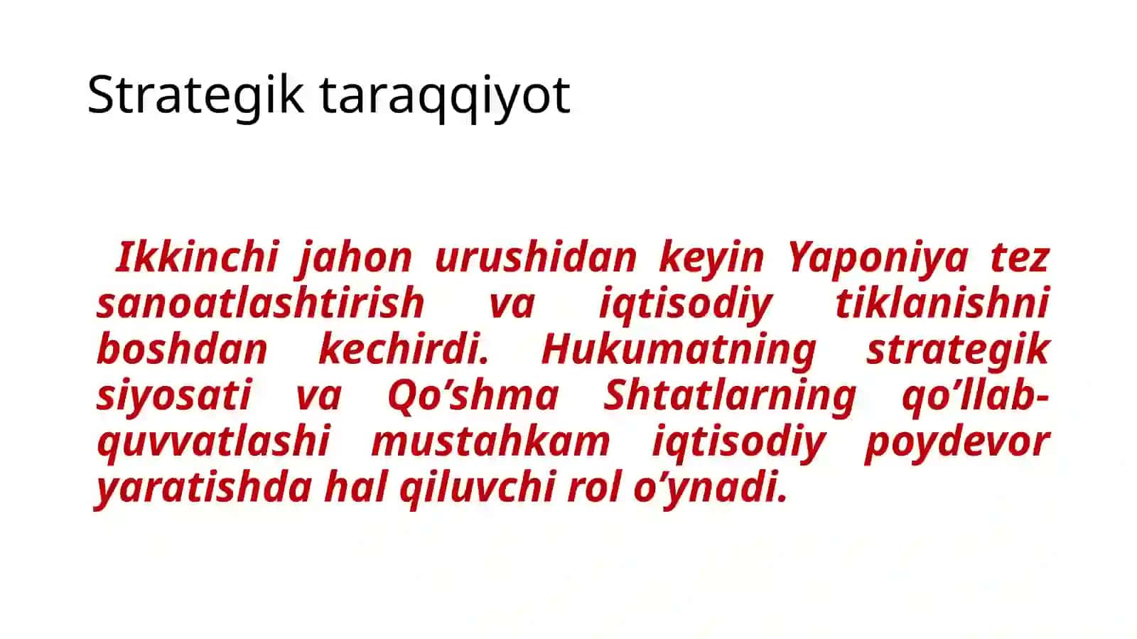 Globallashuv sharoitida Yaponiya iqtisodiy rivojlanishining omillari 4