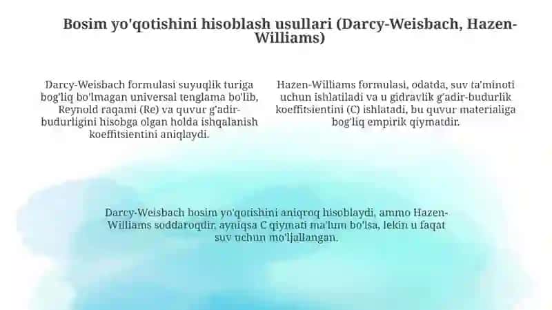 Quvurlarda gidravlik hisoblashning amaliy metodlari 4