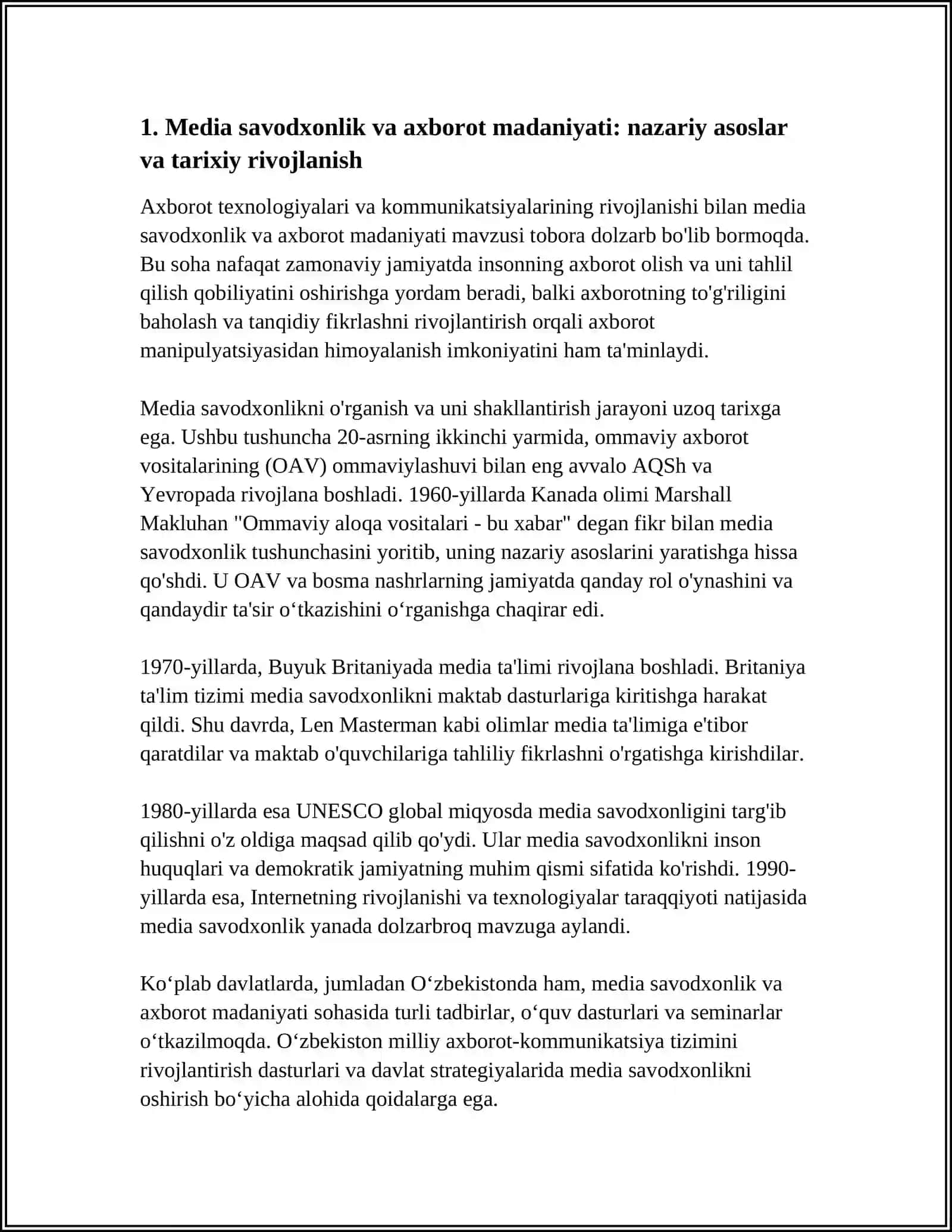 MEDIA SAVODXONLIK VA AXBOROT MADANIYATI EVOLUTSIYASI HAMDA JAMIATDAGI AHAMIYATI 4