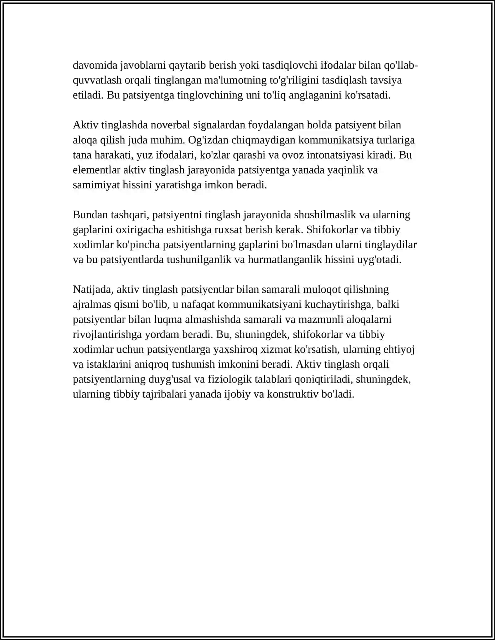 PATSIENTLAR BILAN VERBAL VA NOVERBAL MULOQOT 4