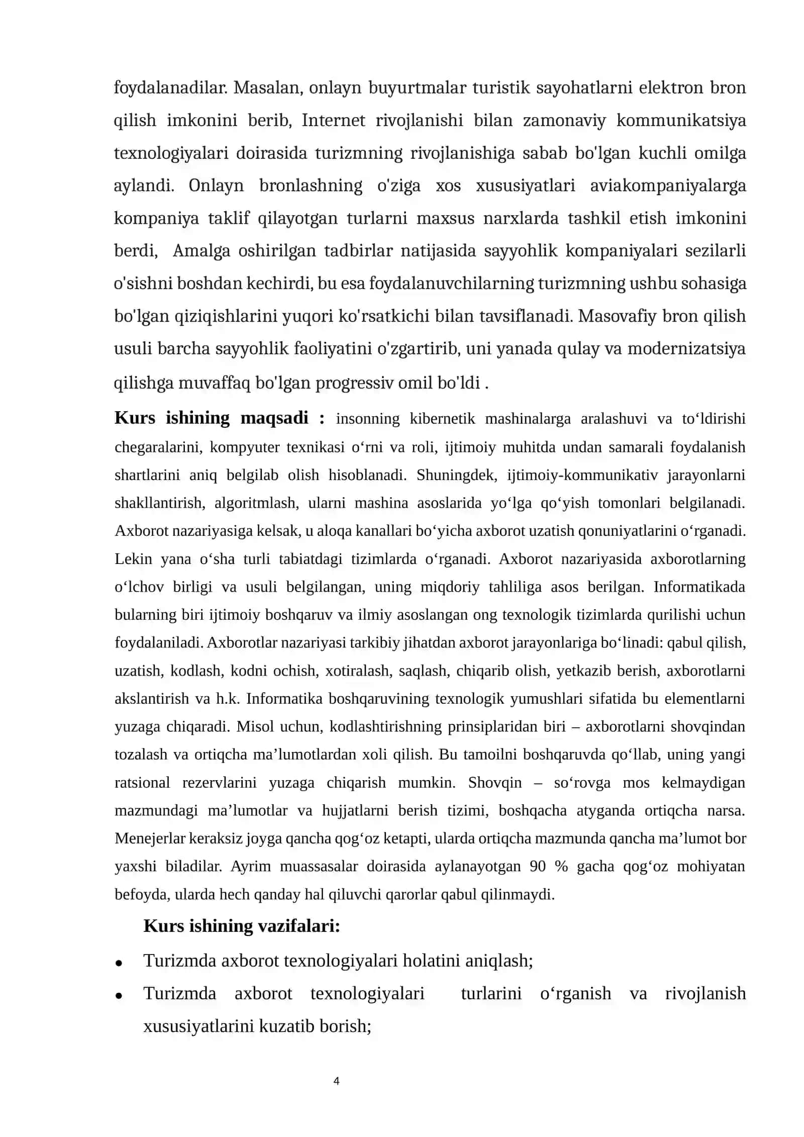 TURIZMDA ELEKTRON MARKETING FANIDAN KURS ISHI 4