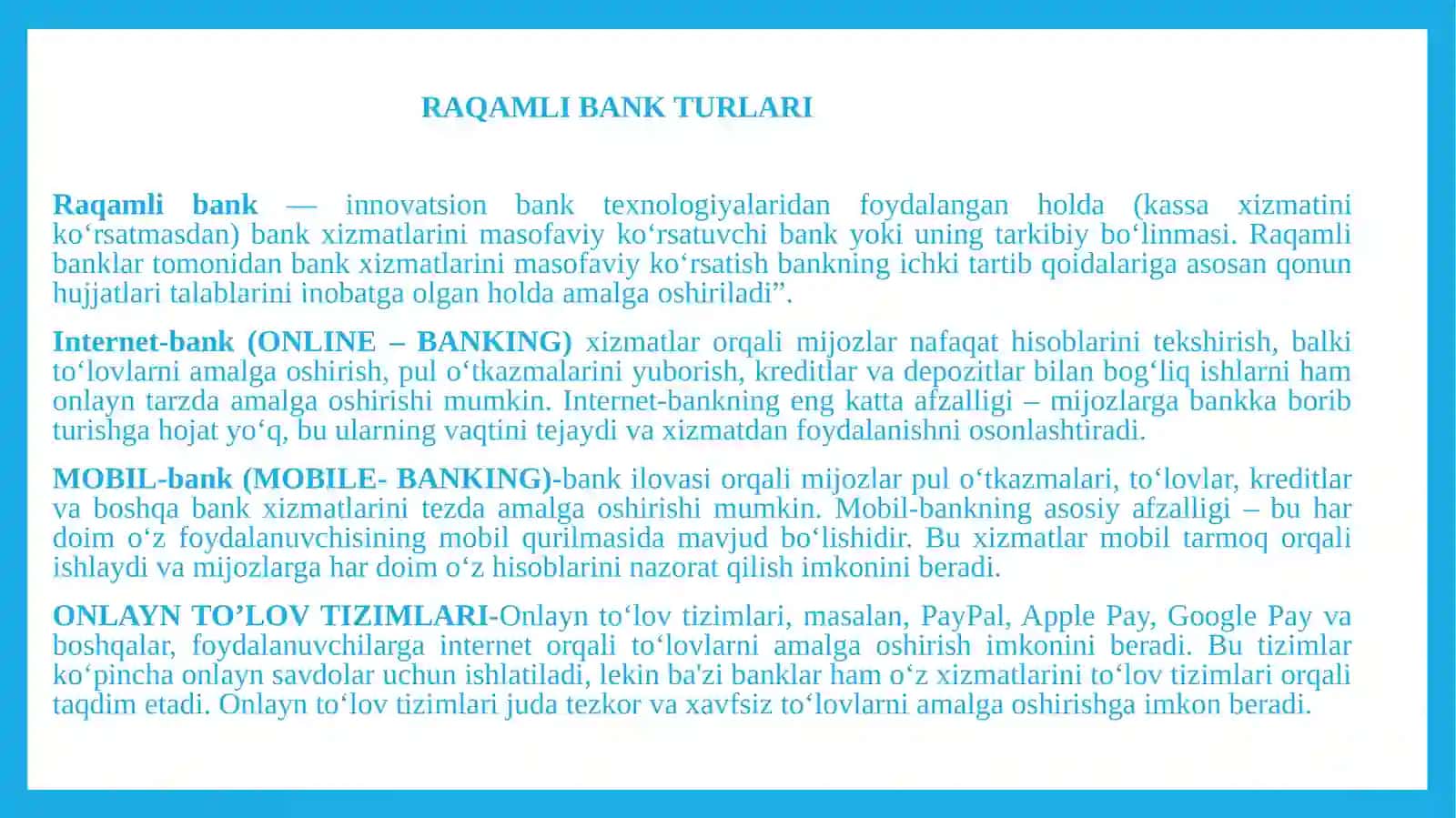 Raqamli bank xizmatlari va moliyaviy imkoniyatlar mavzusida DIPLOM ISHI 4