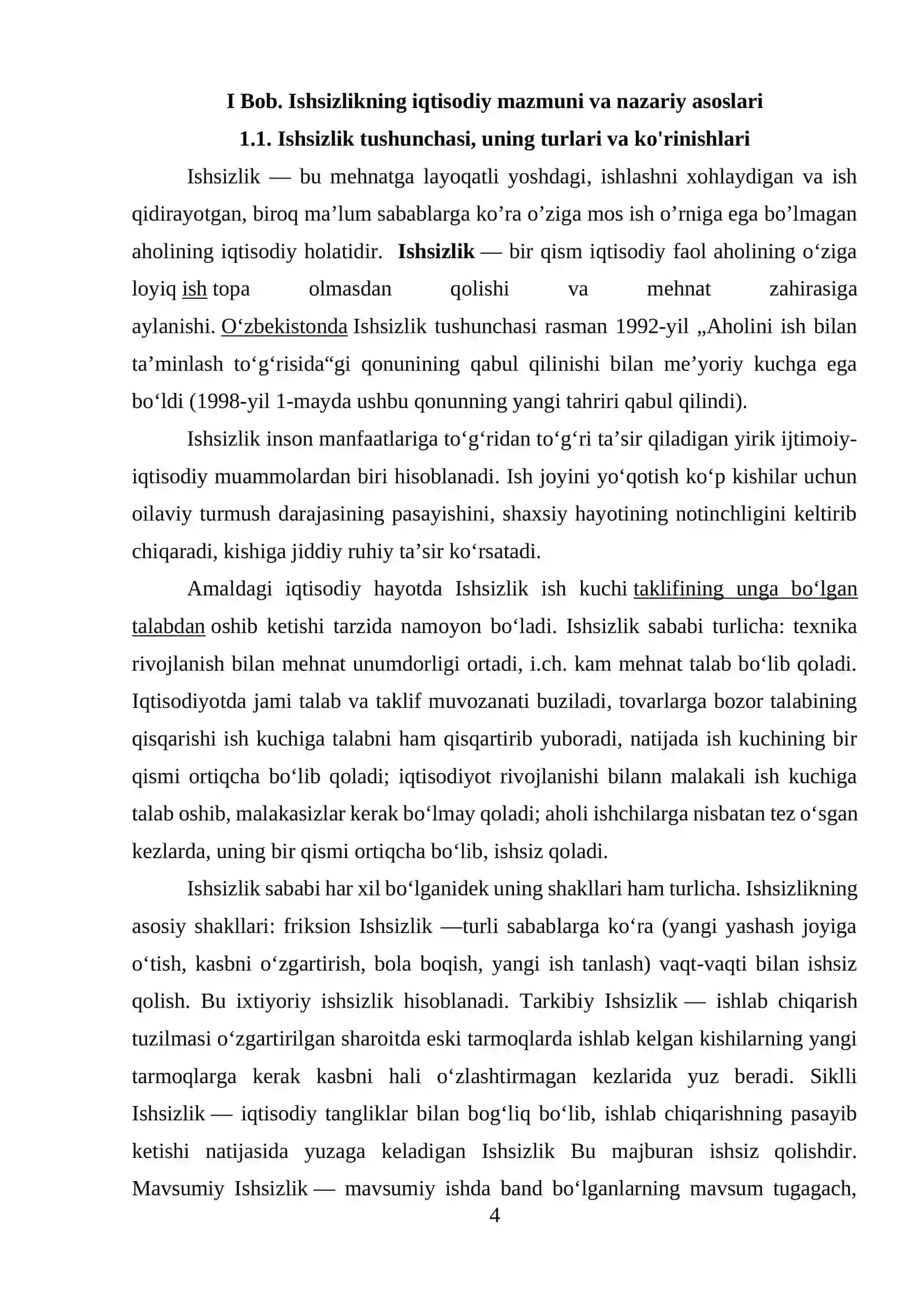 O’ZBEKISTONDA ISHSIZLIK: ZAMONAVIY SHAKLLARI, SABABLARI, KAMAYTIRISH USULLARI 4
