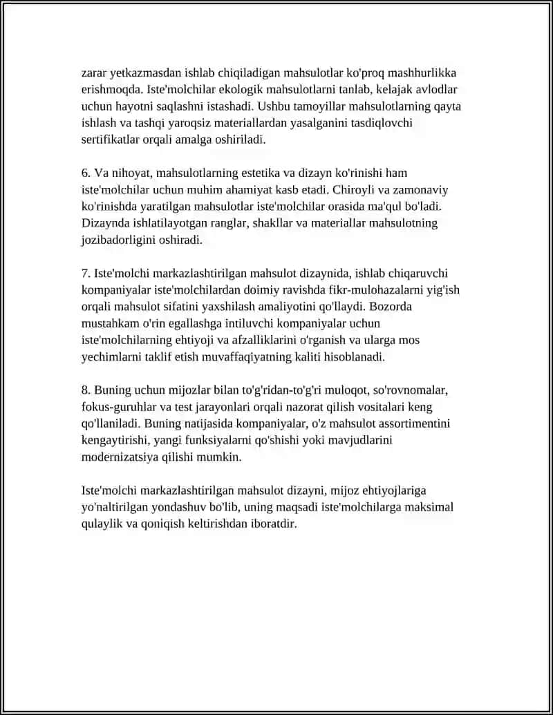 MAHSULOTLARNI CHIQARISHDA ISTE'MOLCHILARGA QULAYLIK YARATISH 4