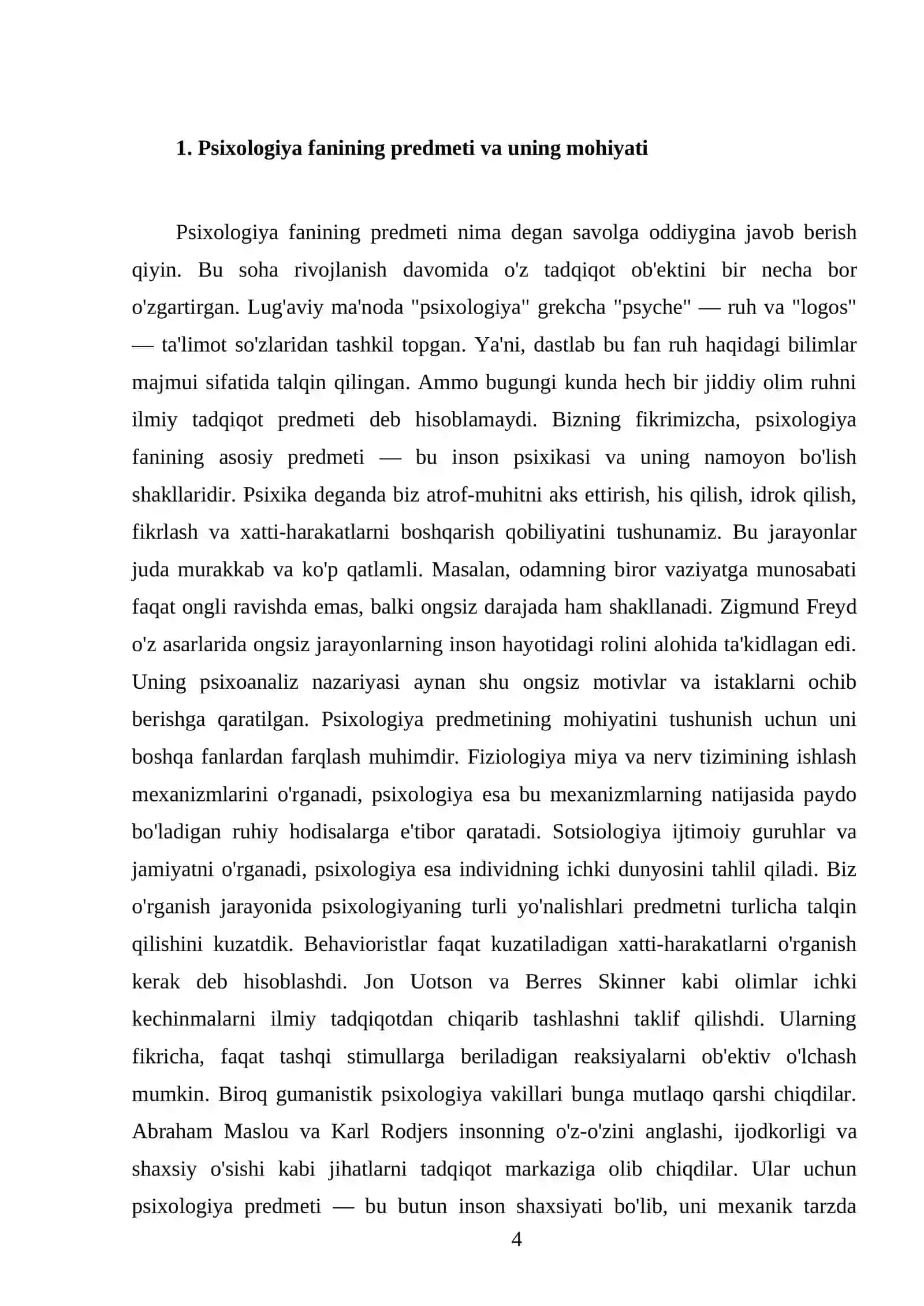 Psixologiya fanining predmeti, maqsadi va vazifalari 4
