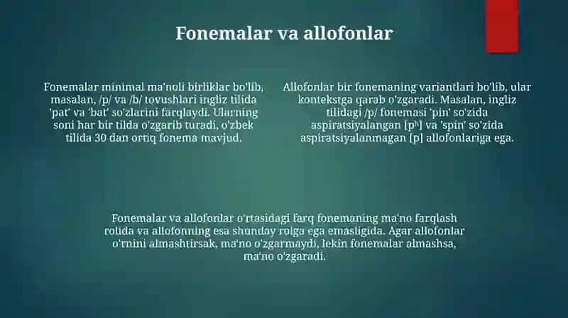 Nutqning fonetik boʻlinishi 4