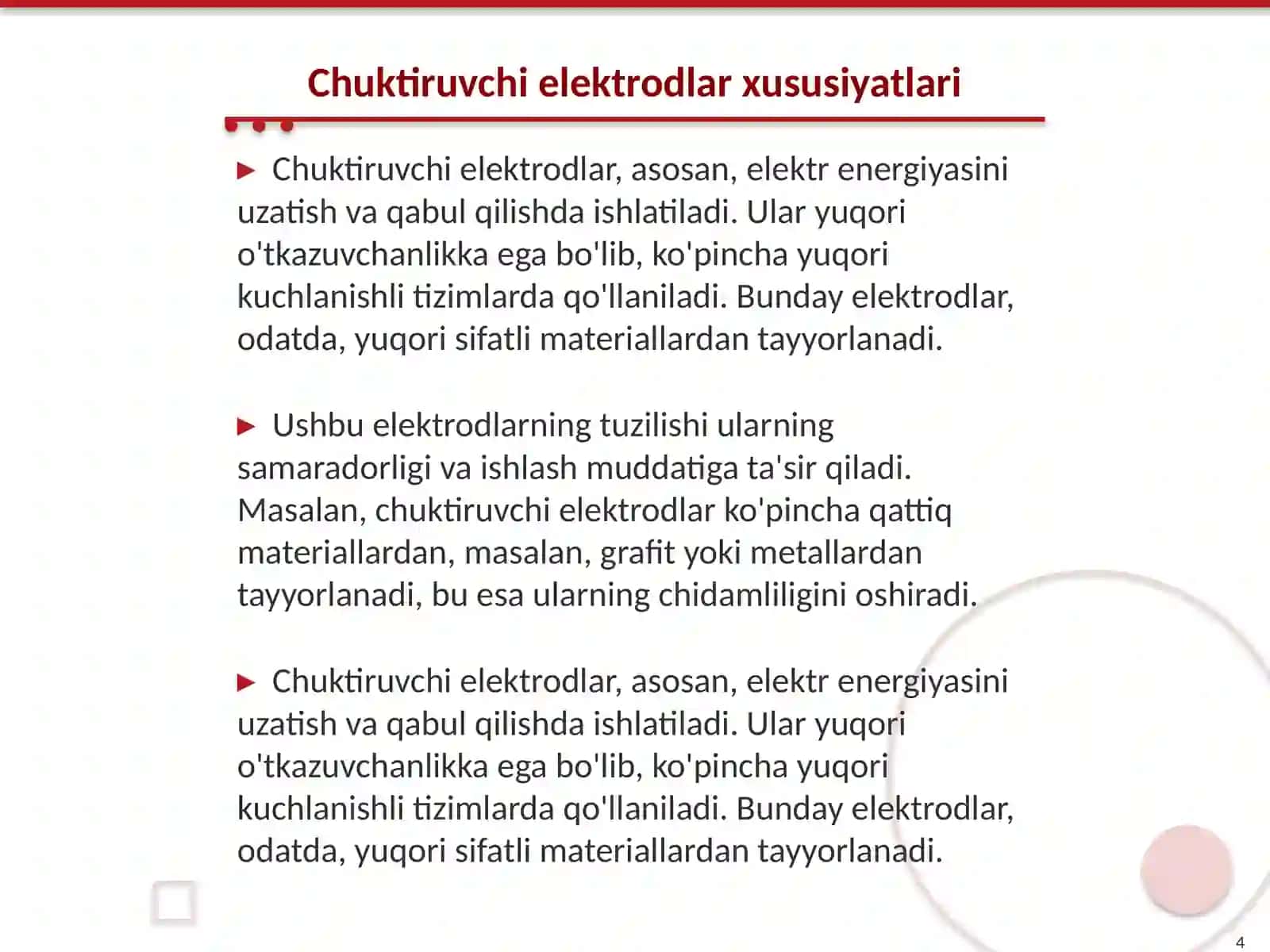 Nurlanuvchi, chuktiruvchi elektrodlar 4