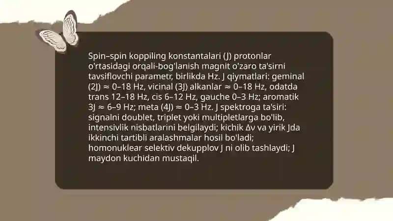 PMR SPEKTRASKOPIYA PORAMETIRLARI.SPEKTORLARNI SODDALASHTIRISH USULLARI 4