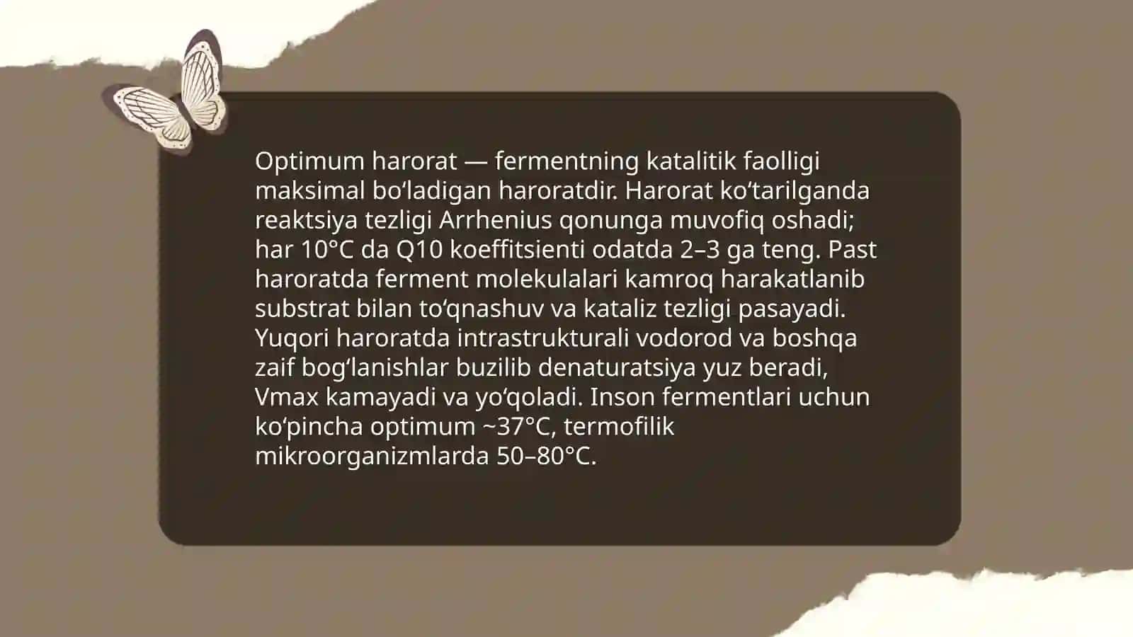 Fermentlarning haroratga bogʻliq faollik egri chizigʻi 4