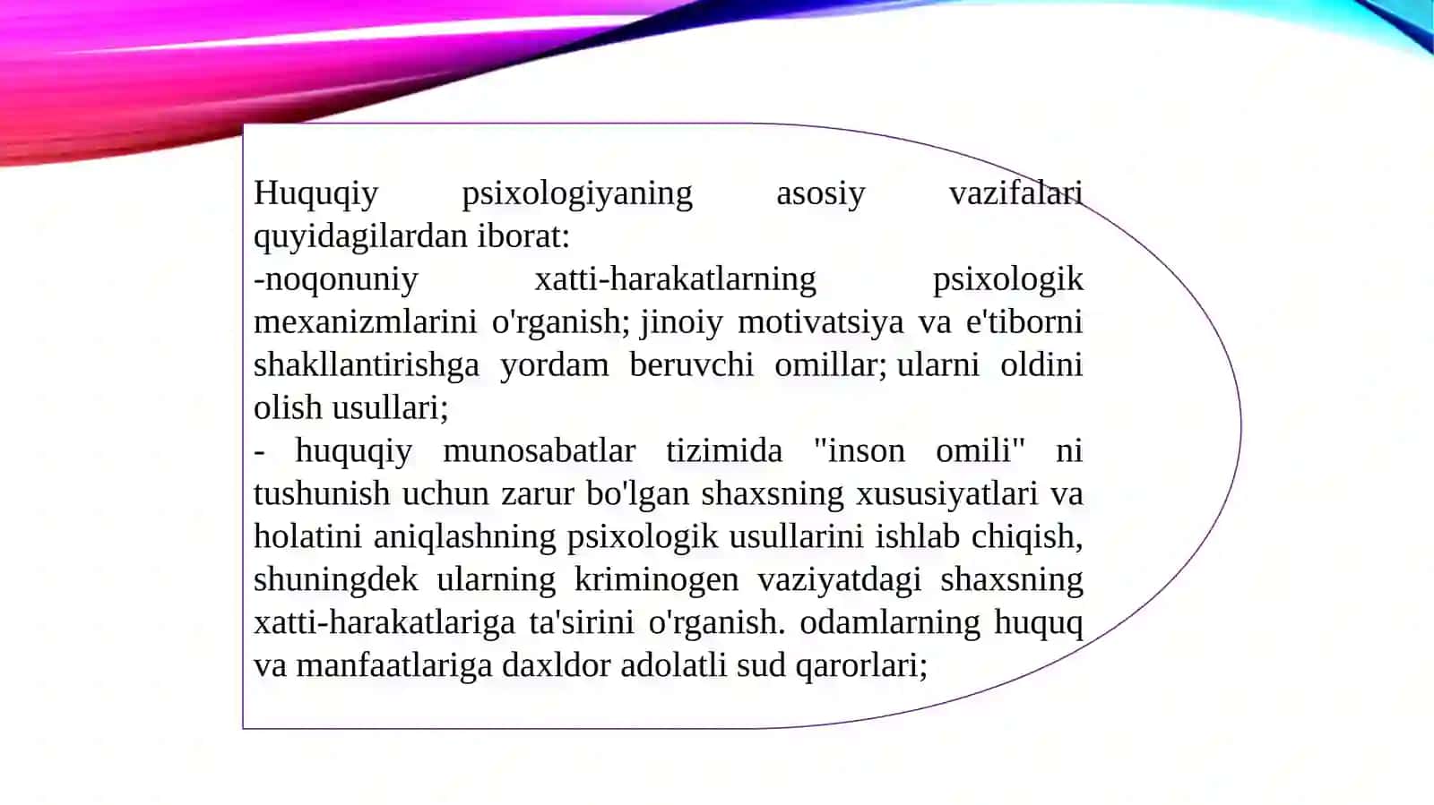 Yuridik psixologiya fanining predmeti, maqsadi va vazifalari. 4