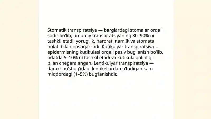 Transpiratsiyasi va uning ahamiyati 4