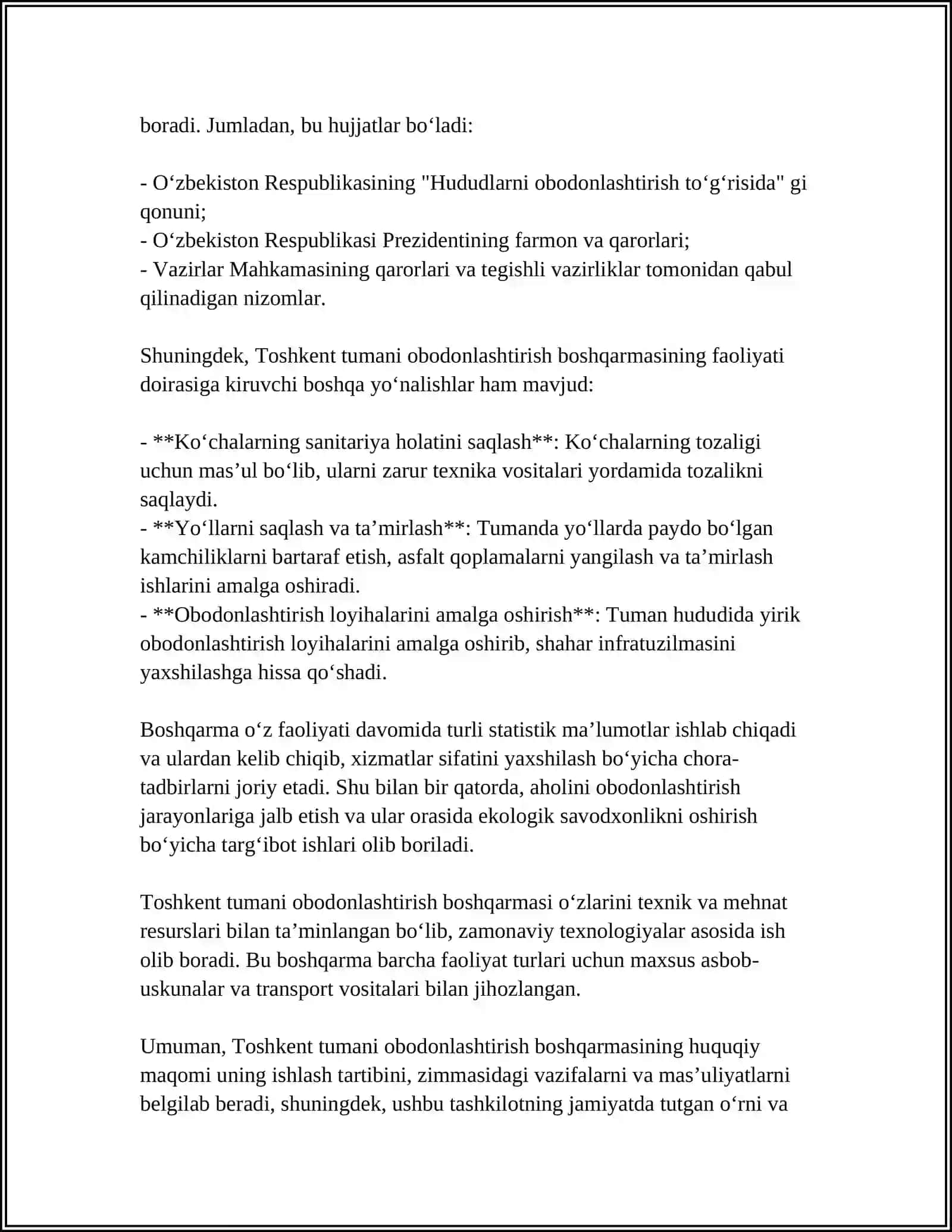 AMALIYOT OBYEKTI FAOLIYATINI TARTIBGA SOLUVCHI MEYORIY-HUQUQIY HUJJATLAR BILAN TANISHISH 4