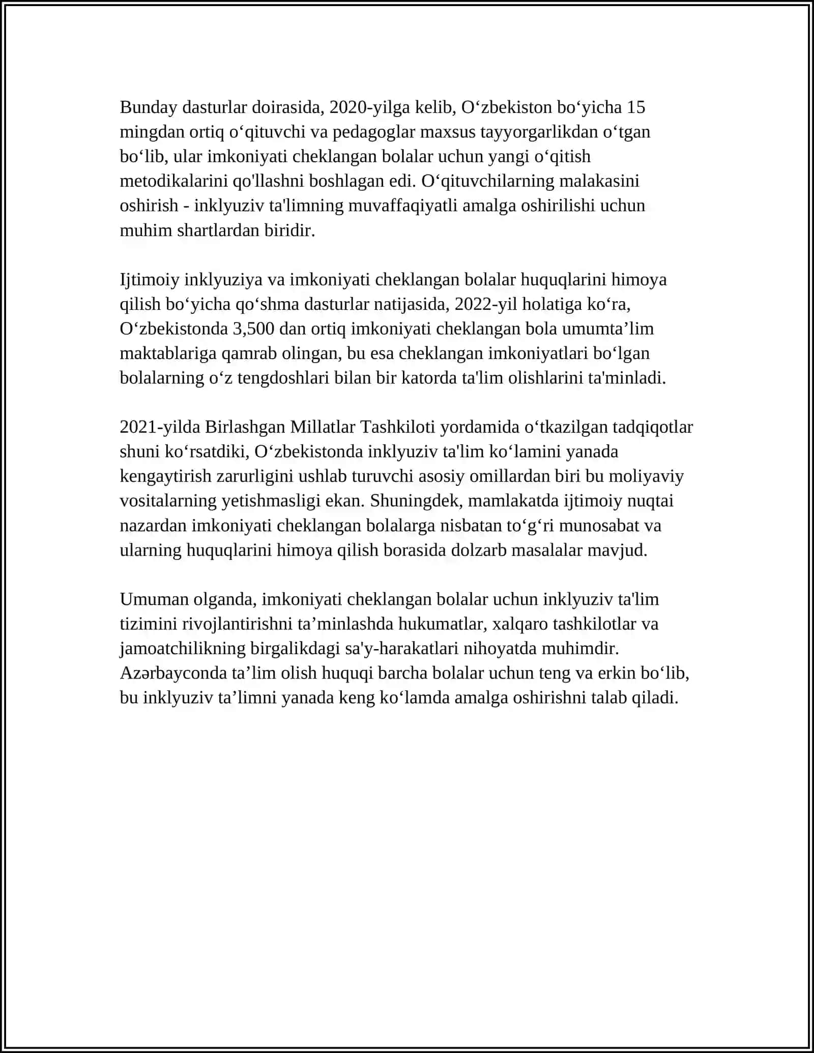 IMKONIYATI CHEKLANGAN BOLALARNI INKLYUZIV TAʼLIMGA JALB ETISHNING NAZARIY ASOSLARI 4