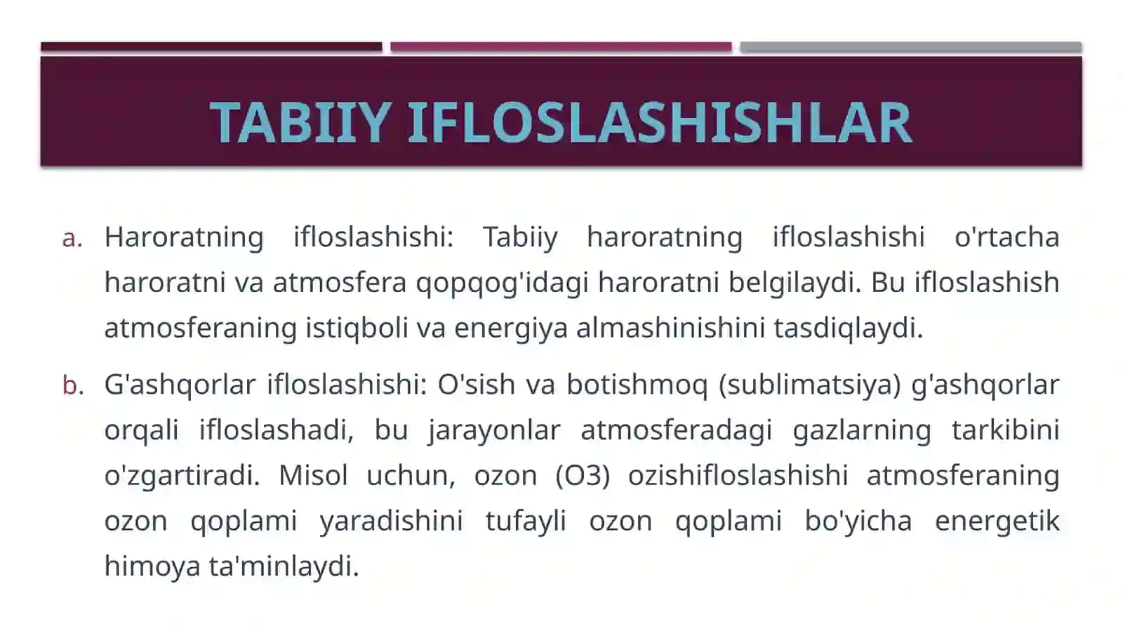 Atmosfera havosining tabiiy va sun’iy ifloslanishi 4