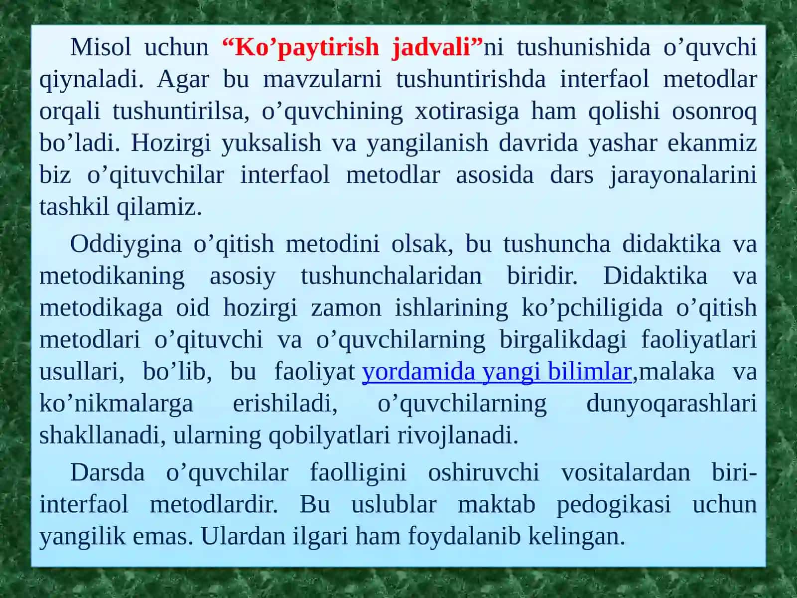 25-mavzu: Boshlang'ich sih fmatematika darslari daintefaol metodlardan foydalanish 4
