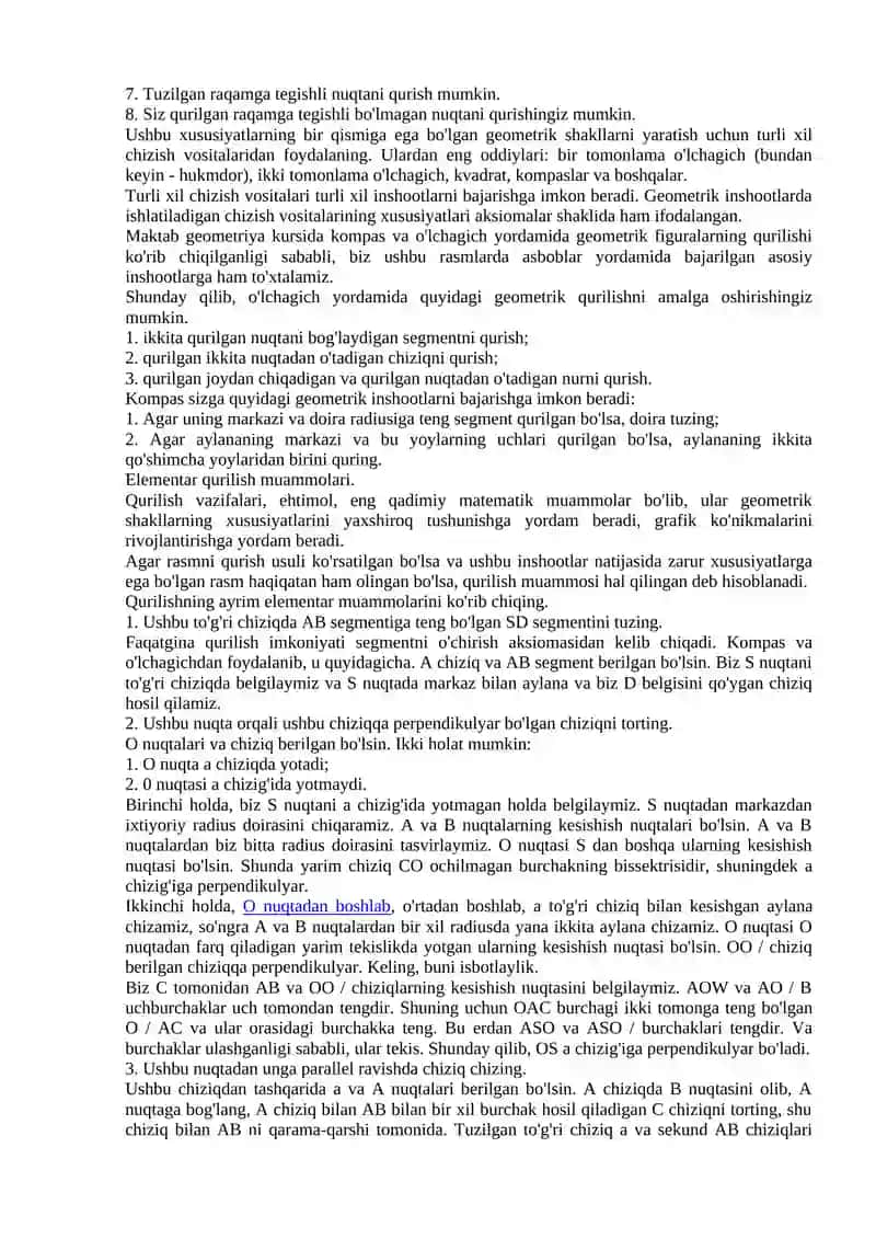 PLANIMETRIYA AKSIOMALARI HAQIDA TUSHUNCHA VA ULARNI TAKRORLASH 4