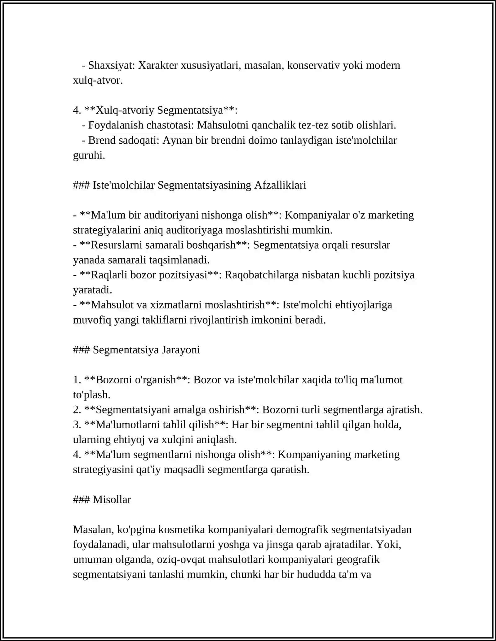 SEGMENTLASH STRATEGIYASINI AMALGA OSHIRISH 4