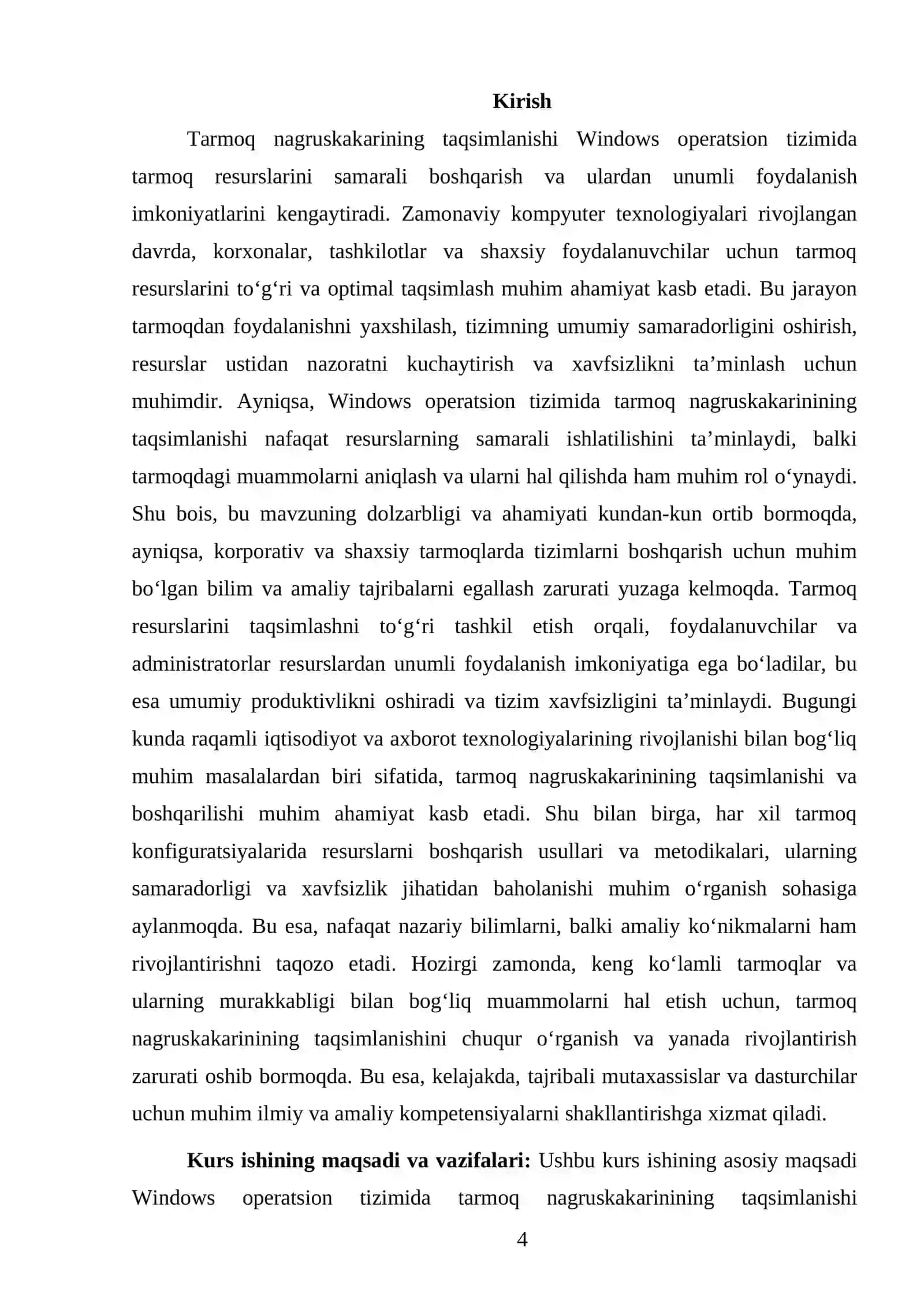 KAMPYUTER TARMOQLARI FANIDAN TAYYORLAGAN KURS ISHI 4