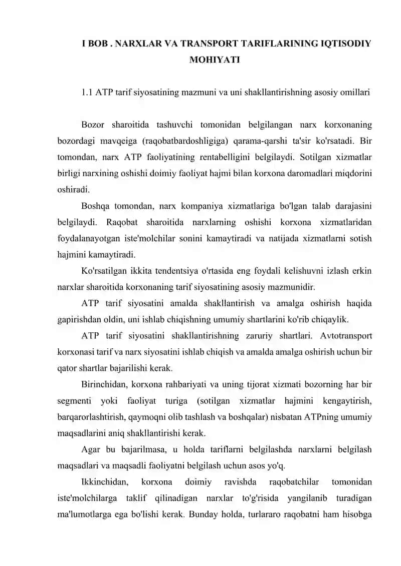 TRANSPORT XIZMATLARIDA NARX SHAKLLANISHINING MEXANIZMI VA XUSUSIYATLARI. 4
