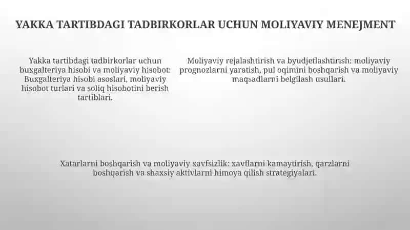 Yakka Tartibdagi Tadbirkorlarning Tashkiliy-Iqtisodiy Asoslari 4