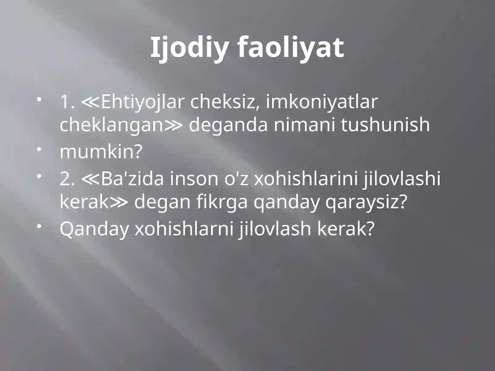 HAYOTDAO'Z ISTAKLARIMIZNI ANGLASH 4
