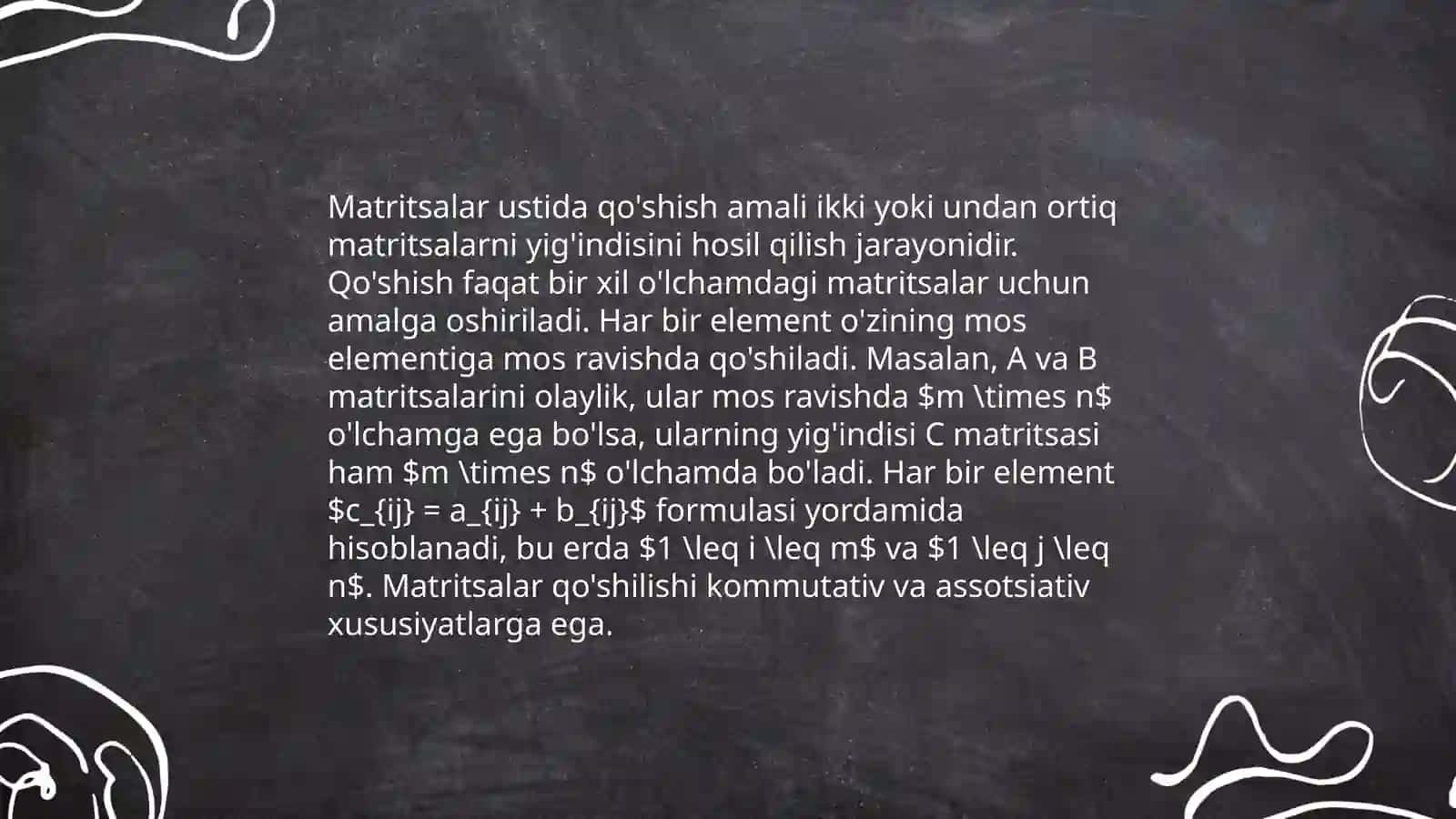 Matritsalar ustida amallar determinantlarni hisoblaw 4