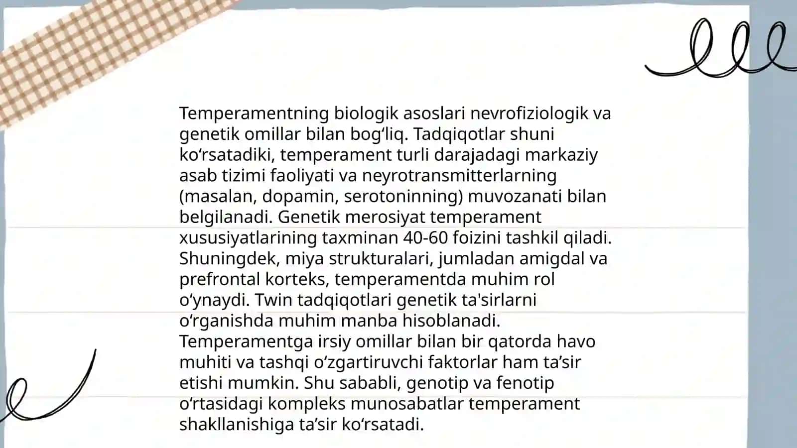 Temperament VA uning turlari. Shaxs xarakteri VA uning uziga xosligi 4