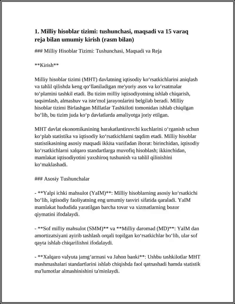 MILLIY HISOBLAR TIZIMI VA O’ZBEKISTONDA UNGA O’TISHNING VAZIFALARI 4