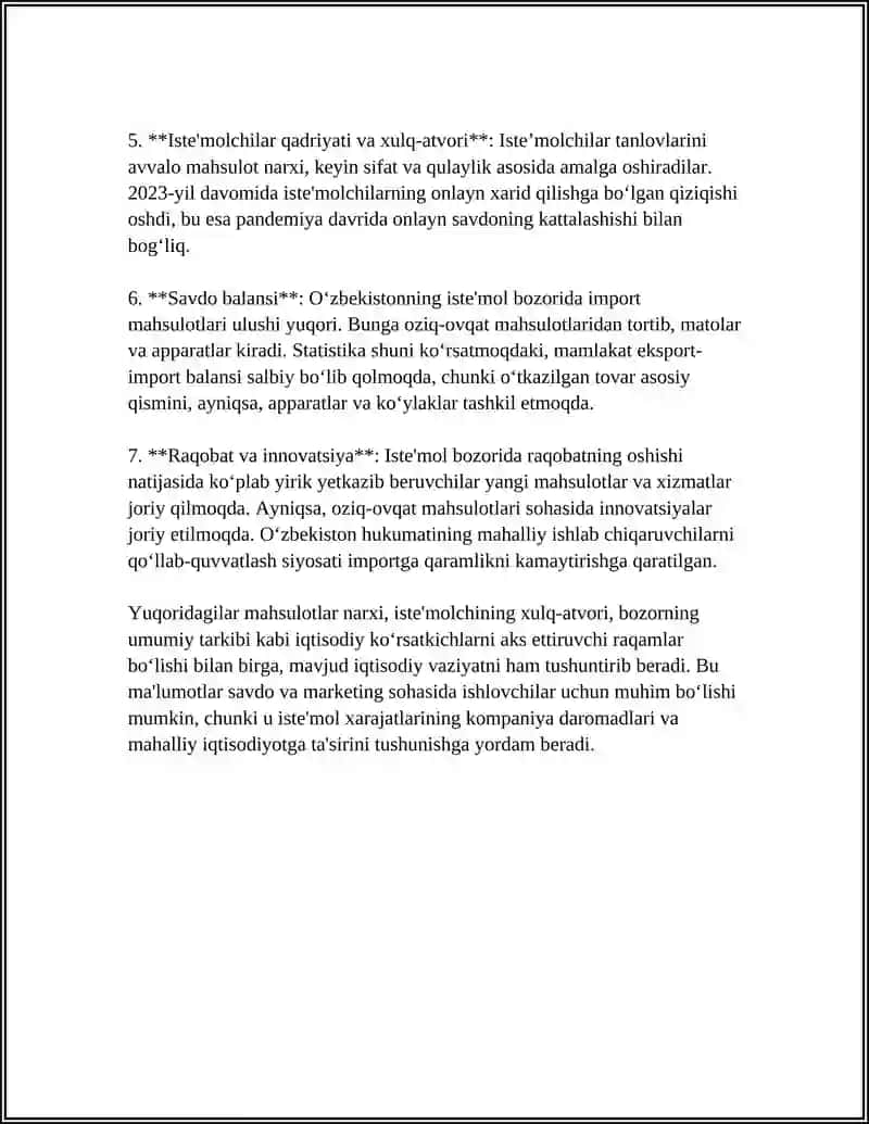 Referat: ISTE'MOL BOZORINI RIVOJLANTIRISHDA REKLAMANING O'RNI VA AHAMIYATI 4