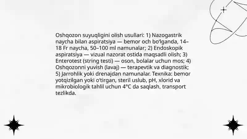 Oshqozon suyuqligi tashhisining klinik ahamiyati 4
